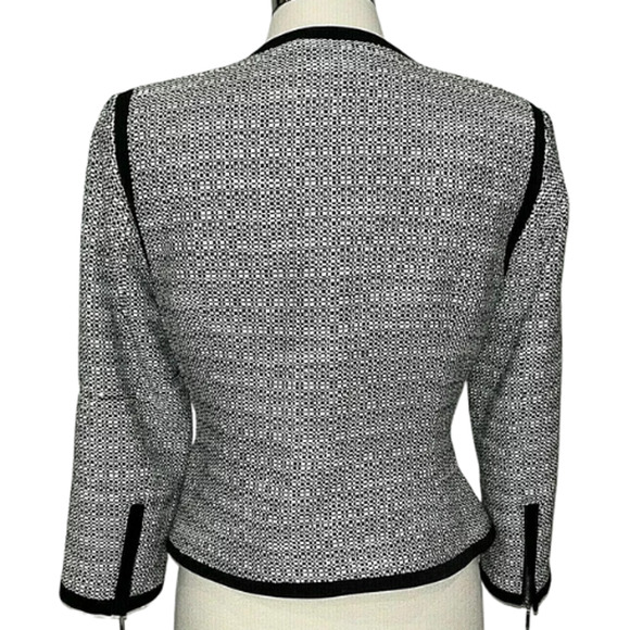 White House Black Market Contrast Tweed Zip Blazer Jacket Size 10 - Picture 6 of 7